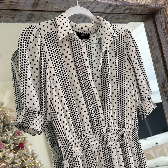 Tahari Black and White Polka Dot Maxi Dress - Picture 7 of 7